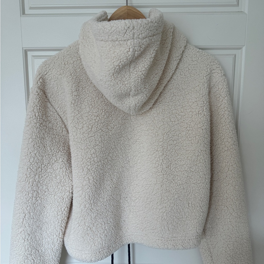 FILA MTN Adam ecru Sherpa crop hoodie fluffy cream beige size Large - Picture 6 of 6